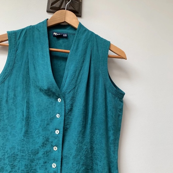 Vintage y2k monsoon silk blouse size uk 12 sleeveless - Picture 9 of 10